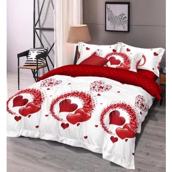   Love fehér alapon piros szíves ágyneműhuzat garnitúra 3 részes
