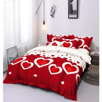   Love kis piros szív mintás ágyneműhuzat garnitúra 3 részes