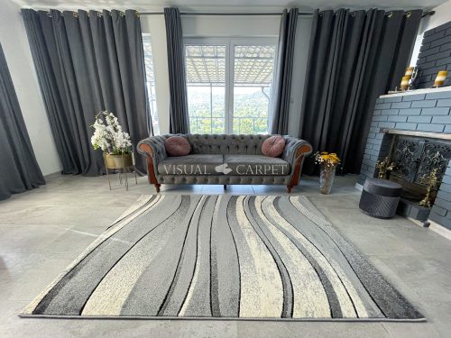 Karizma szőnyeg szürke középen hullámos mintás 200x290cm