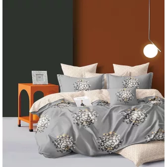   Amara szürke bézs virág mintás ágyneműhuzat garnitúra 3 részes