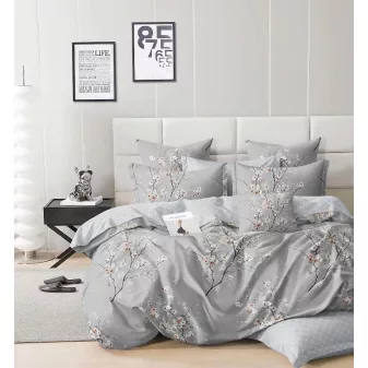   Teresa szürke cseresznyevirág mintás ágyneműhuzat garnitúra 3 részes