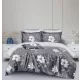Teresa sötétszürke virág mintás ágyneműhuzat garnitúra 7 részes