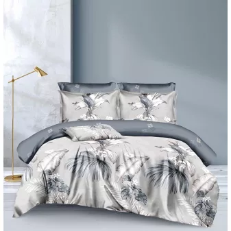   Teresa szürke virág mintás ágyneműhuzat garnitúra 3 részes
