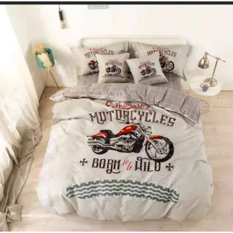   Motors bézs motor mintás ágyneműhuzat garnitúra 3 részes