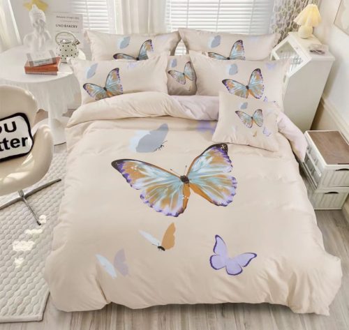 Butterfly bézs pillangó mintás ágyneműhuzat garnitúra 3 részes