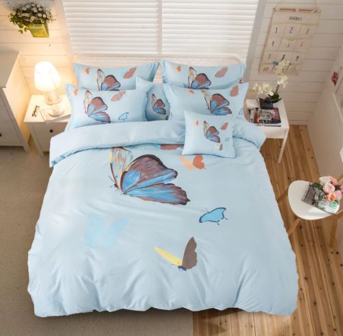 Butterfly kék pillangó mintás ágyneműhuzat garnitúra 3 részes