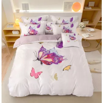   Butterfly lila rózsaszín pillangó mintás ágyneműhuzat garnitúra 3 részes
