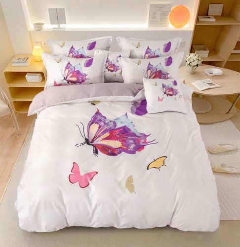 Butterfly lila rózsaszín pillangó mintás ágyneműhuzat garnitúra 3 részes