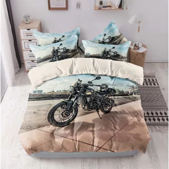   Scooter bézs barna motoros mintás ágyneműhuzat garnitúra 3 részes