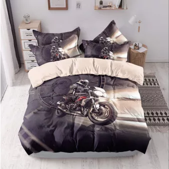   Scooter fekete motoros mintás ágyneműhuzat garnitúra 3 részes