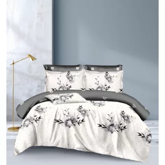   Negin fehér fekete virágmintás ágyneműhuzat garnitúra 3 részes