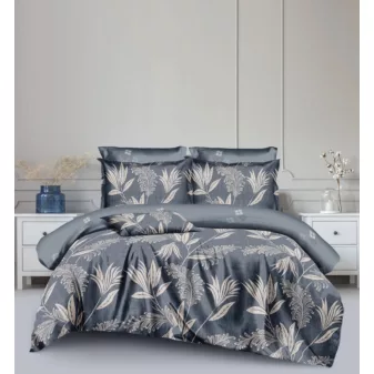   Negin sötétszürke levél mintás ágyneműhuzat garnitúra 3 részes