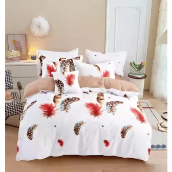   Spring piros barna tollas mintás ágyneműhuzat garnitúra 3 részes