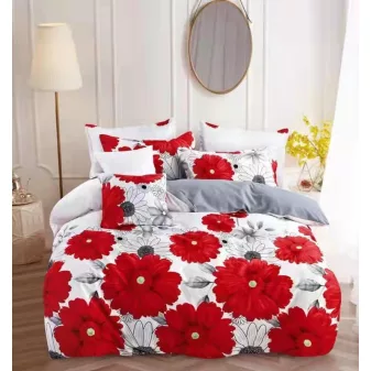   Spring piros virág mintás ágyneműhuzat garnitúra 3 részes