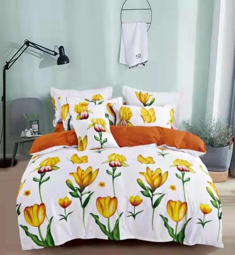 Spring sárga tulipán mintás ágyneműhuzat garnitúra 3 részes