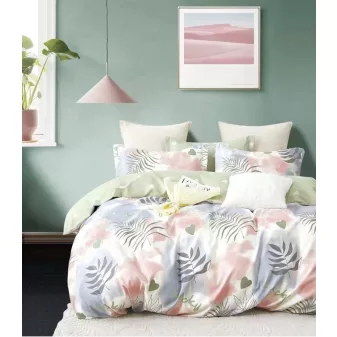   Harmony pink lila levél mintás ágyneműhuzat garnitúra 3 részes