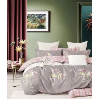   Harmony szürke pink virág mintás ágyneműhuzat garnitúra 3 részes