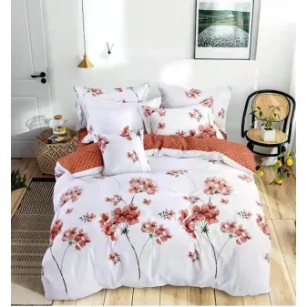   Floral fehér rózsaszín virág mintás ágyneműhuzat garnitúra 3 részes