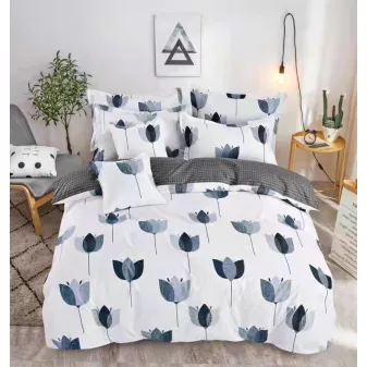   Floral kék tulipán mintás ágyneműhuzat garnitúra 3 részes