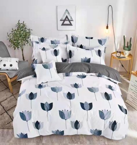 Floral kék tulipán mintás ágyneműhuzat garnitúra 3 részes