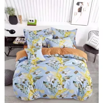   Floral sárga trópusi levél mintás ágyneműhuzat garnitúra 3 részes