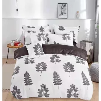   Floral szürke fehér páfrányvirág mintás ágyneműhuzat garnitúra 3 részes
