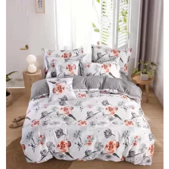   Floral szürke virág mintás ágyneműhuzat garnitúra 3 részes