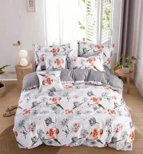Floral szürke virág mintás ágyneműhuzat garnitúra 3 részes