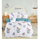 Floral világoskék virág mintás ágyneműhuzat garnitúra 3 részes