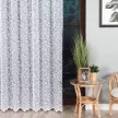 Kész függöny fehér alapon fehér kis levelek A6 300x180cm