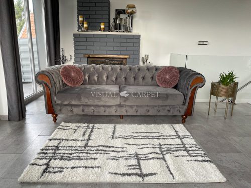 Morocco shaggy szőnyeg 8708 szürke-krém 60x200cm 
