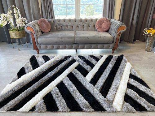 California 3D shaggy szőnyeg 5cm 302 szürke-fekete 80x150cm