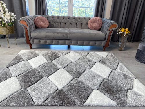 California 3D shaggy szőnyeg 5cm 420 szürke-fehér 80x150cm