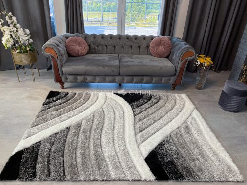 California 3D shaggy szőnyeg 5cm 482 szürke-fekete 60x220cm