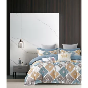   Flanel sárga zöld rombusz mintás ágyneműhuzat garnitúra 3 részes