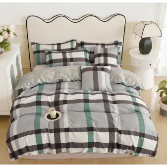   Flanel zöld barna csíkos mintás ágyneműhuzat garnitúra 3 részes