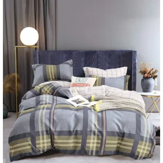   Flanel kék sárga csíkos mintás ágyneműhuzat garnitúra 3 részes