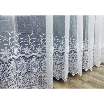   Kész függöny fehér alapon fehér csillagbordűr A8 300x160cm