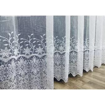   Kész függöny fehér alapon fehér csillagbordűr A8 300x180cm