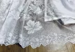 Kész függöny fehér alapon fehér falevél A7 300x220cm