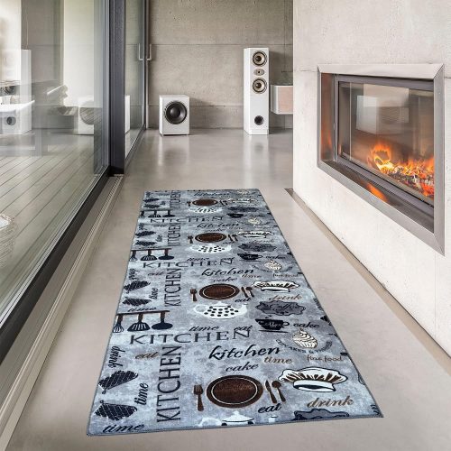 Home konyhai szőnyeg kitchen time szürke 60x180cm