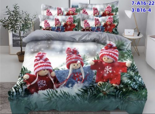 Karácsonyi ágynemű garnitúra 3 részes három manós minta
