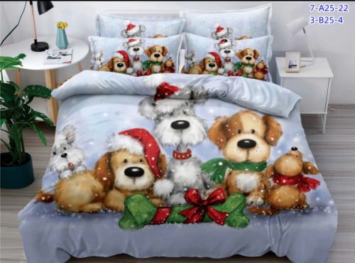 Karácsonyi ágynemű garnitúra 3 részes 5 kutyus