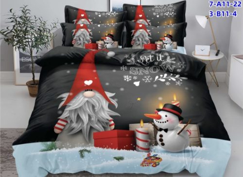 Karácsonyi ágynemű garnitúra 7 részes fekete manós