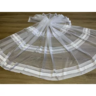 Kész függöny fehér alapon új fehér csíkos 300x180cm