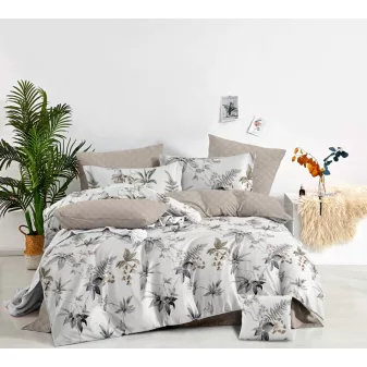   Miami szürke páfrány mintás ágyneműhuzat garnitúra 3 részes