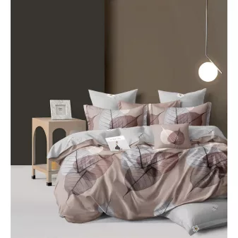   Ester bézs levél mintás ágyneműhuzat garnitúra 3 részes