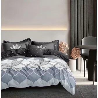   Ester fehér kék levél mintás ágyneműhuzat garnitúra 3 részes