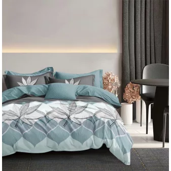  Ester türkíz levél mintás ágyneműhuzat garnitúra 3 részes