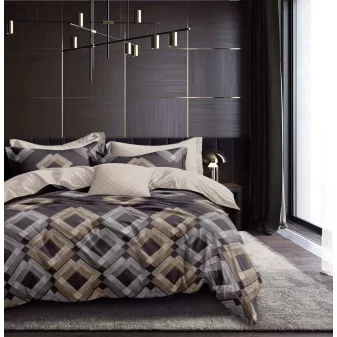   California barna szürke rombusz mintás ágyneműhuzat garnitúra 3 részes